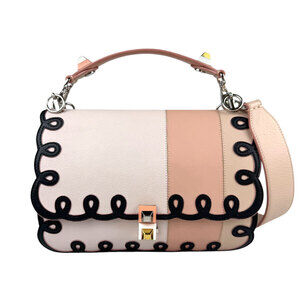 Fendi Canai Leather Shoulder Bag Pink Black